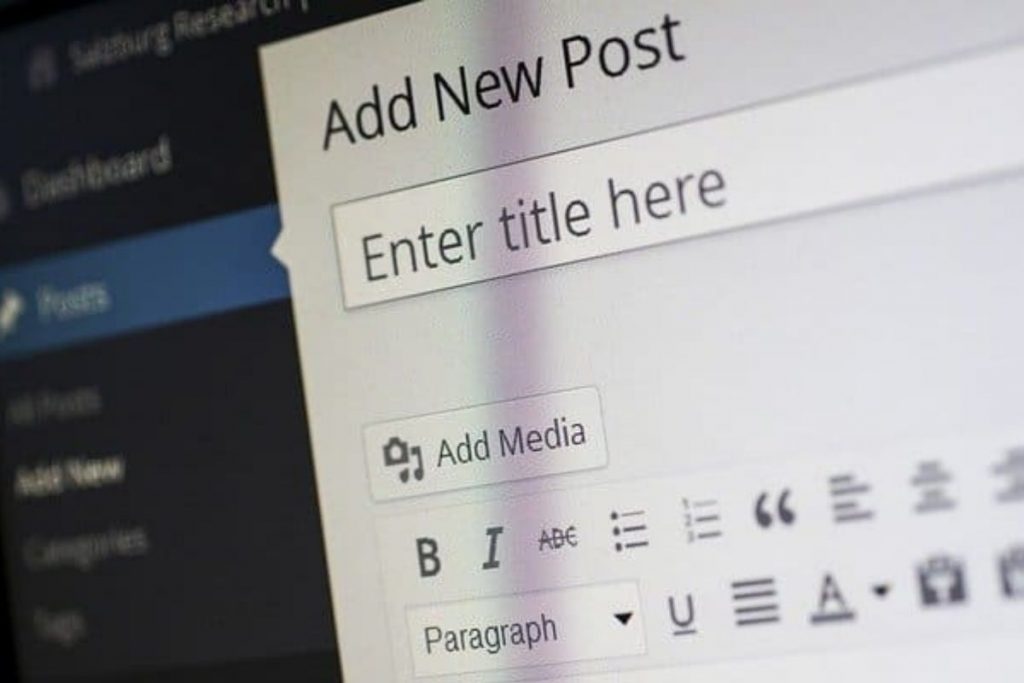 Criação de conteúdo: saiba como obter sucesso! Imagem: Tela da plataforma wordpress, focada no botão de adicionar post. 